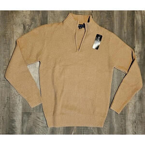 Sky Blue Tan Long Sleeve Quarter-zip Sweater Mens MEDIUM *NWT FAST FREE SHIPPING